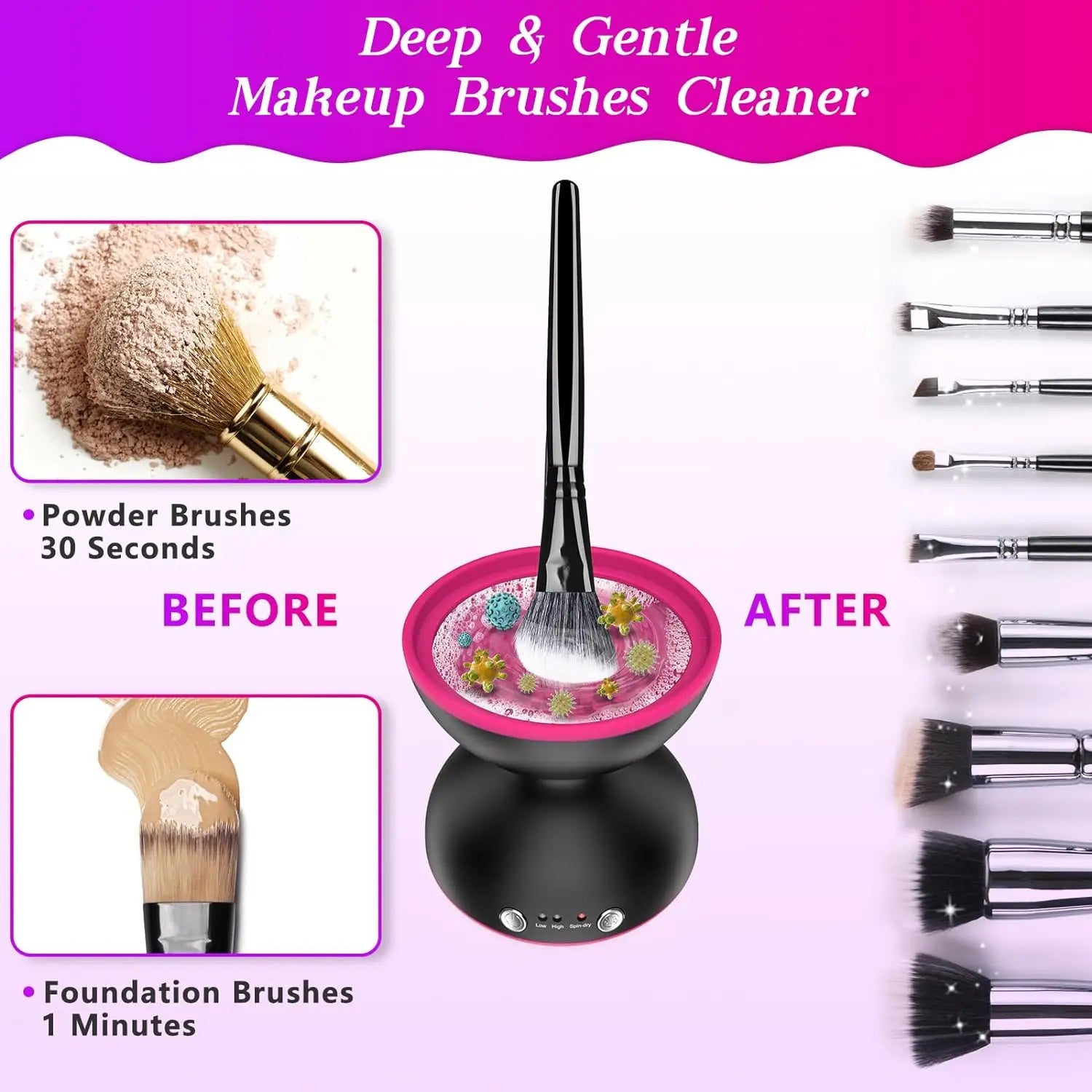 Portable makeup brush cleaner