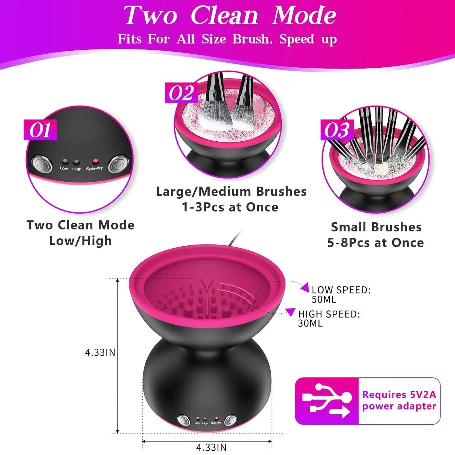 Portable makeup brush cleaner